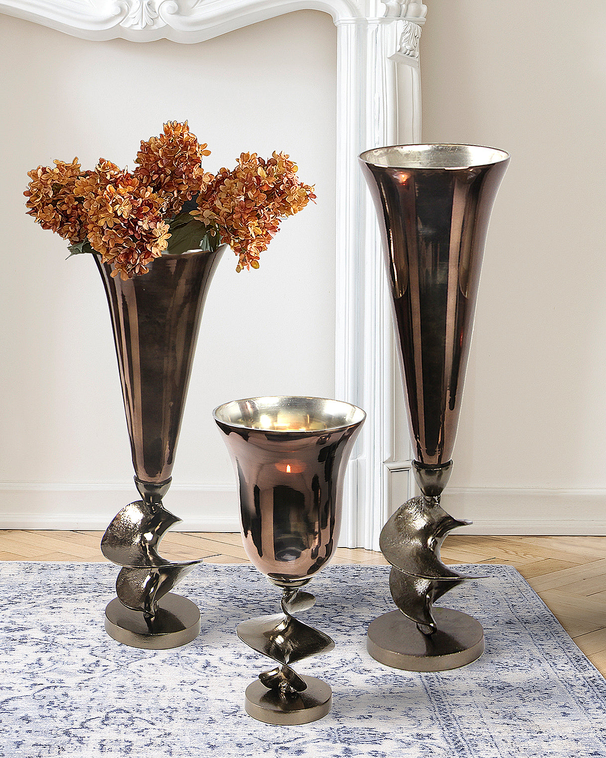 Galore Home Celeste vaso tromba grande ottone