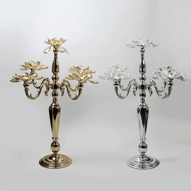 Galore Home Petal Candelabro Cristallo 5 Bracci Argento