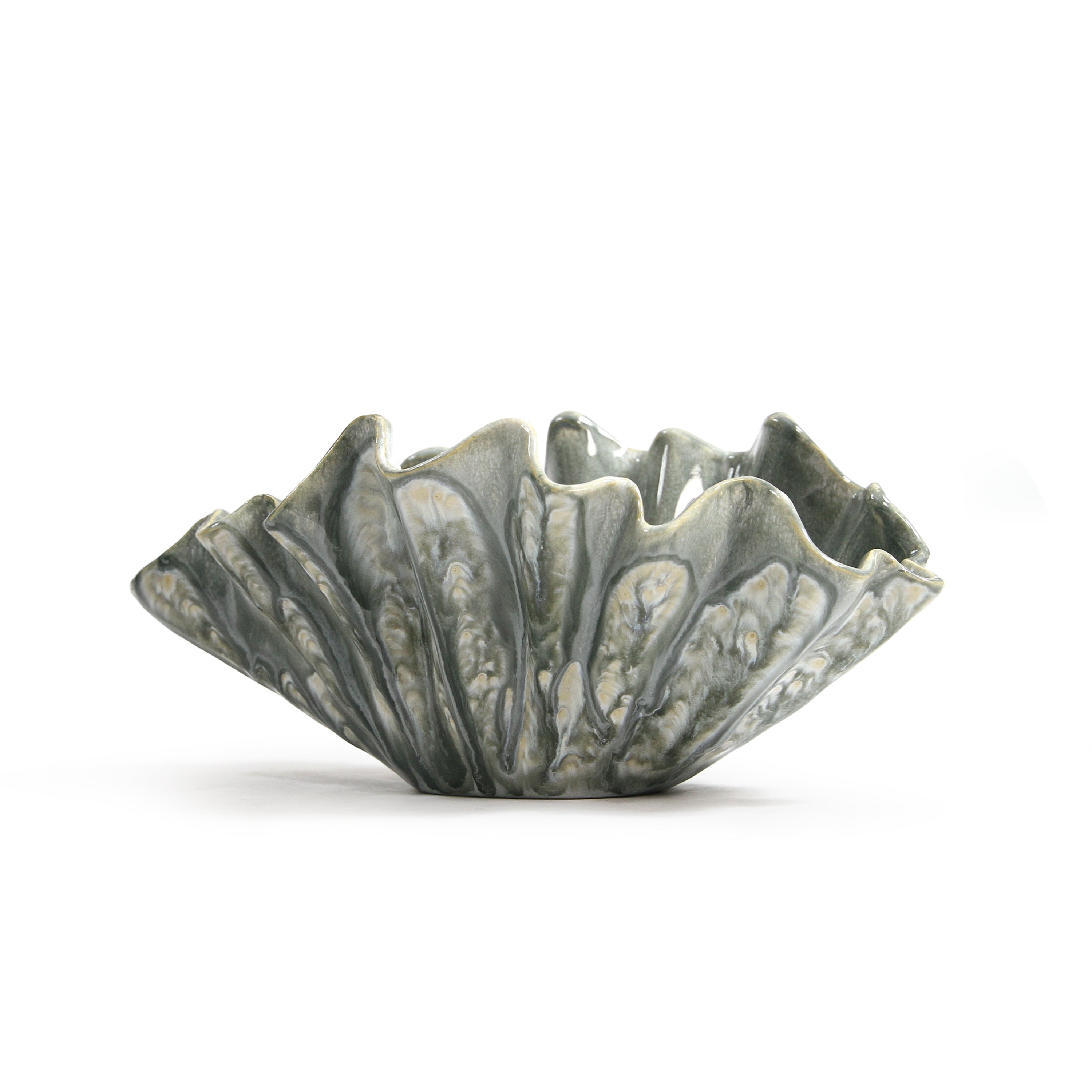 Galore Home Pearl Embrace fioriera ceramica grigia large conchiglia