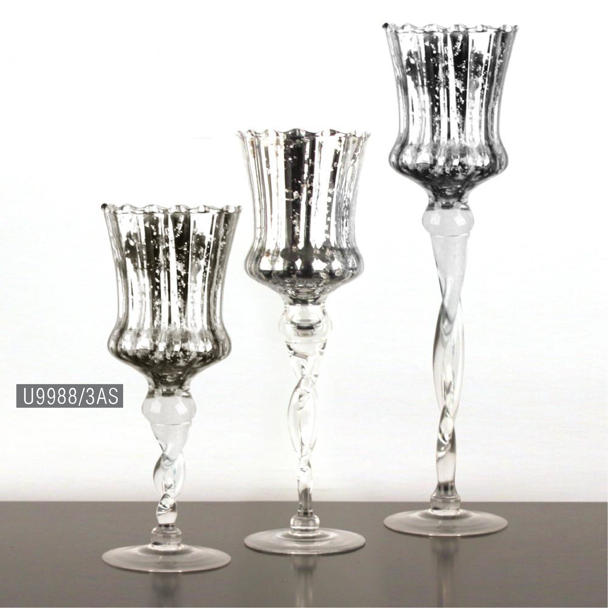 Galore Home Regal Votive portacandele vetro argento set 3 pezzi