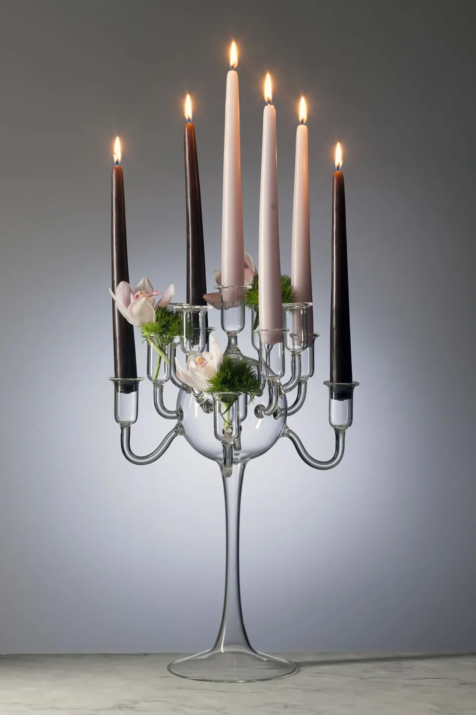 B&C 13 Fiamme candelabro vetro soffiato 40 cm