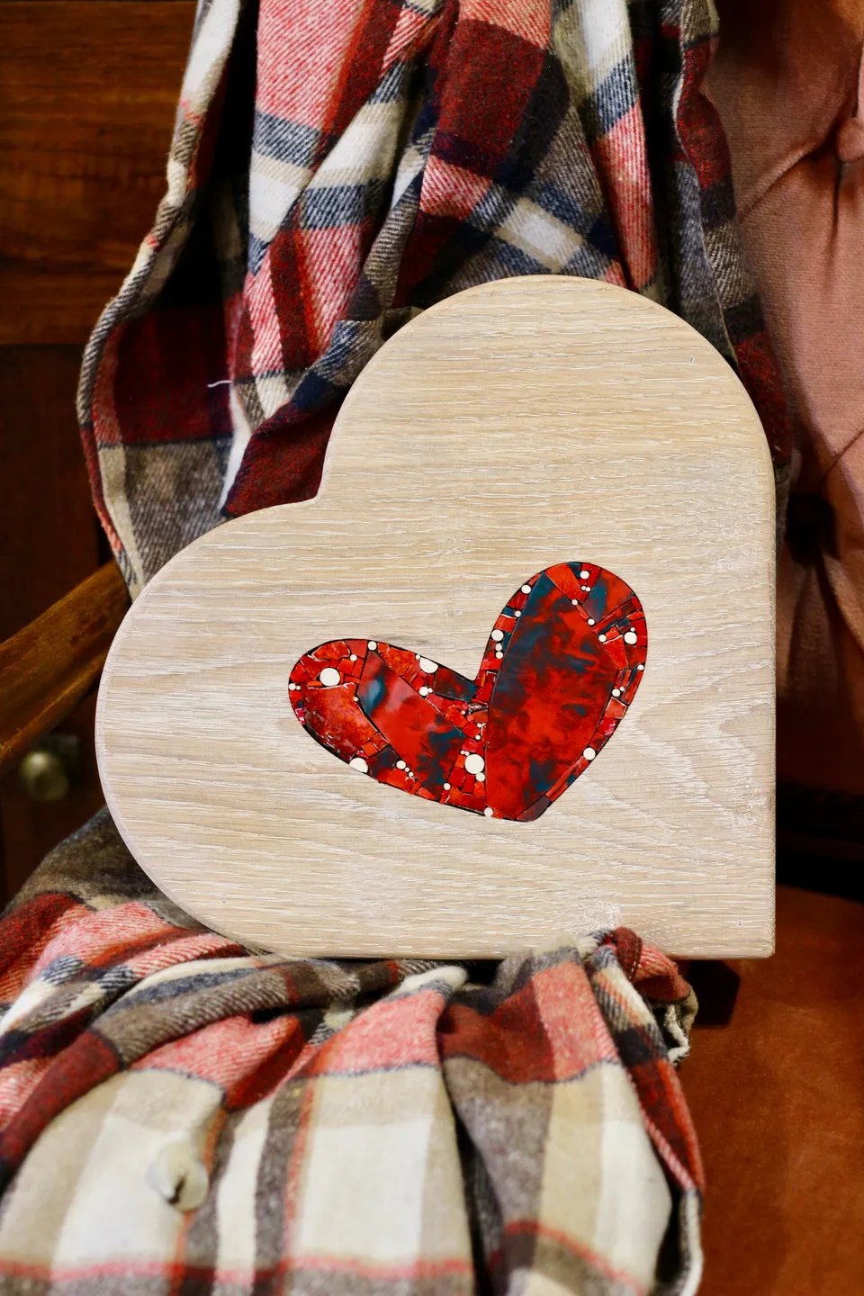 Il Nido del Picchio cuore decorativo mosaico rosso 25x25