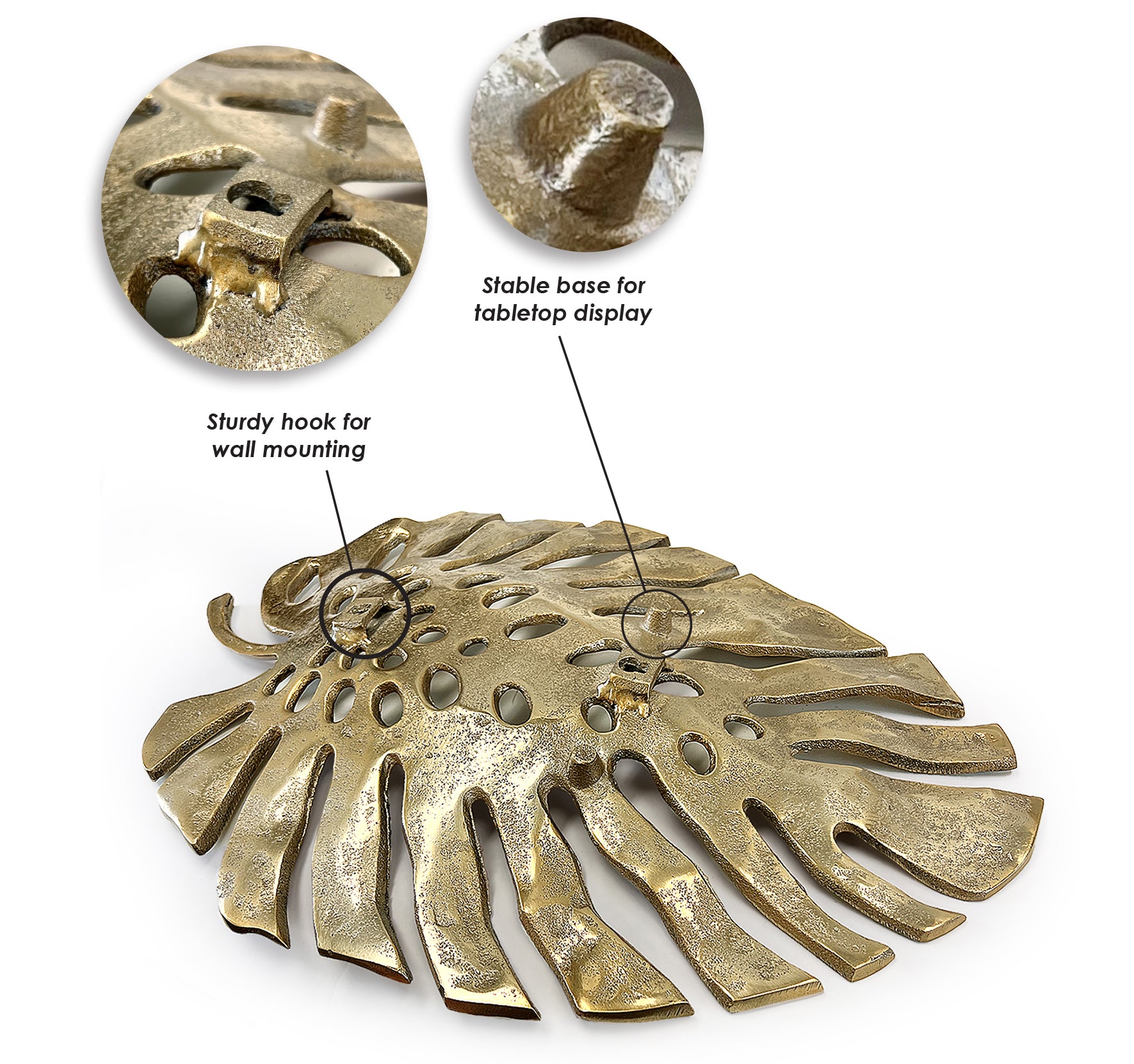 Galore Home Monstera Scultura da Parete Metallo Oro Large