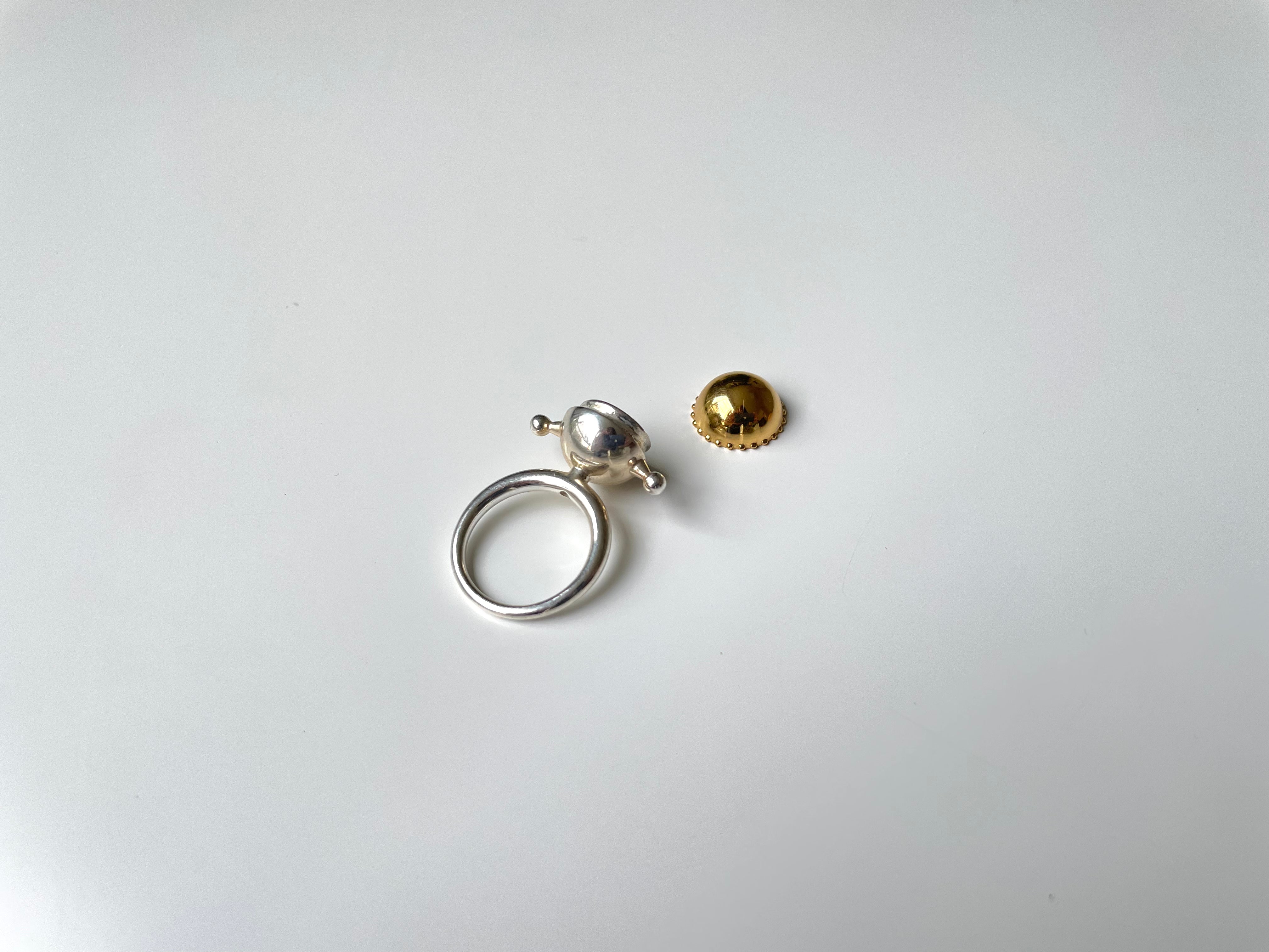 Cyrcus Design Toupie anello argento ottone dorato