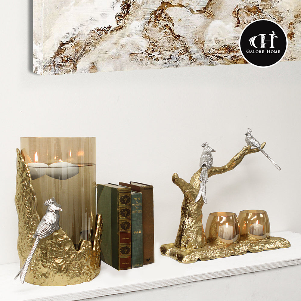 Galore Home Cardinal portacandele cardinali oro vetro