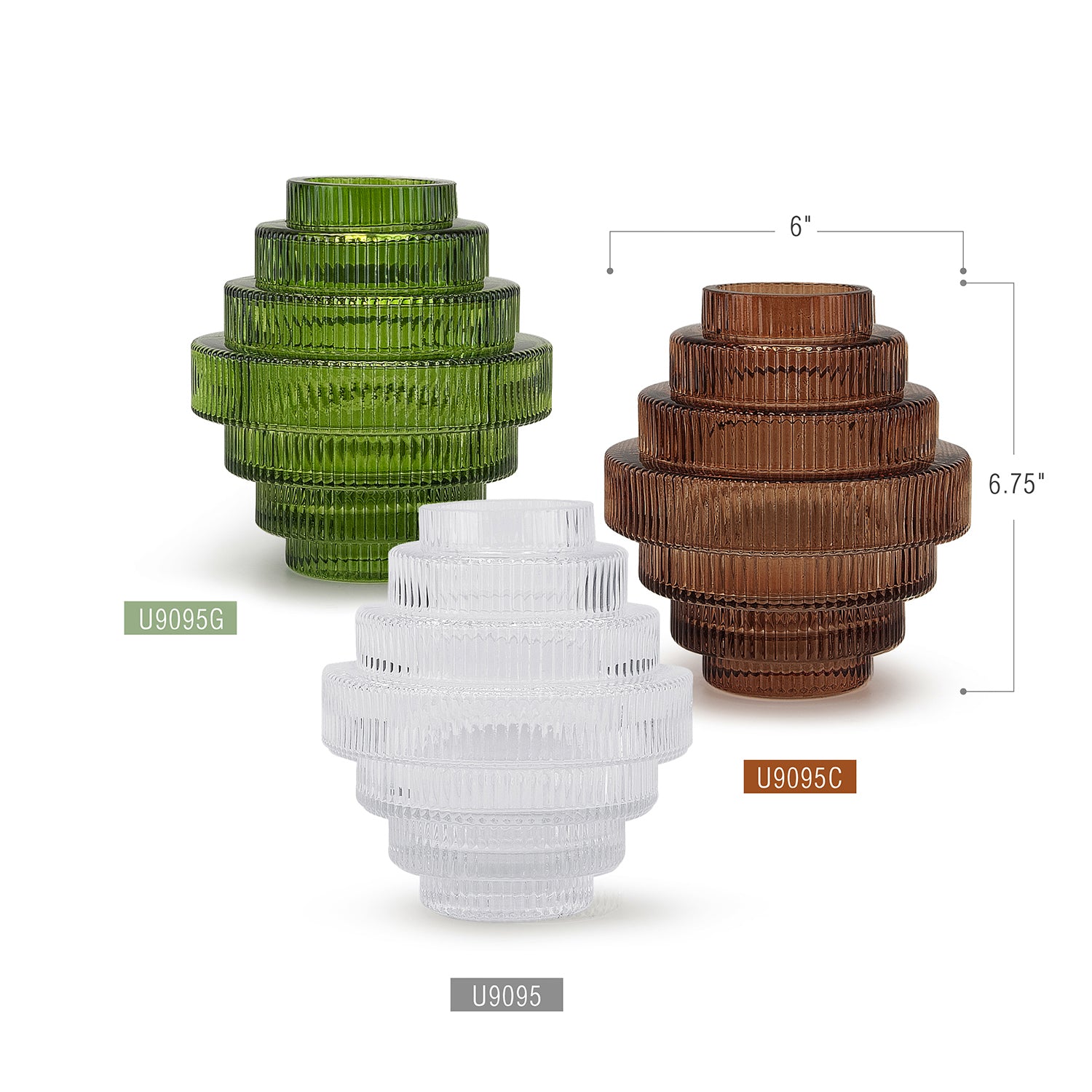 Galore Home Layered Glass vaso vetro grande verde