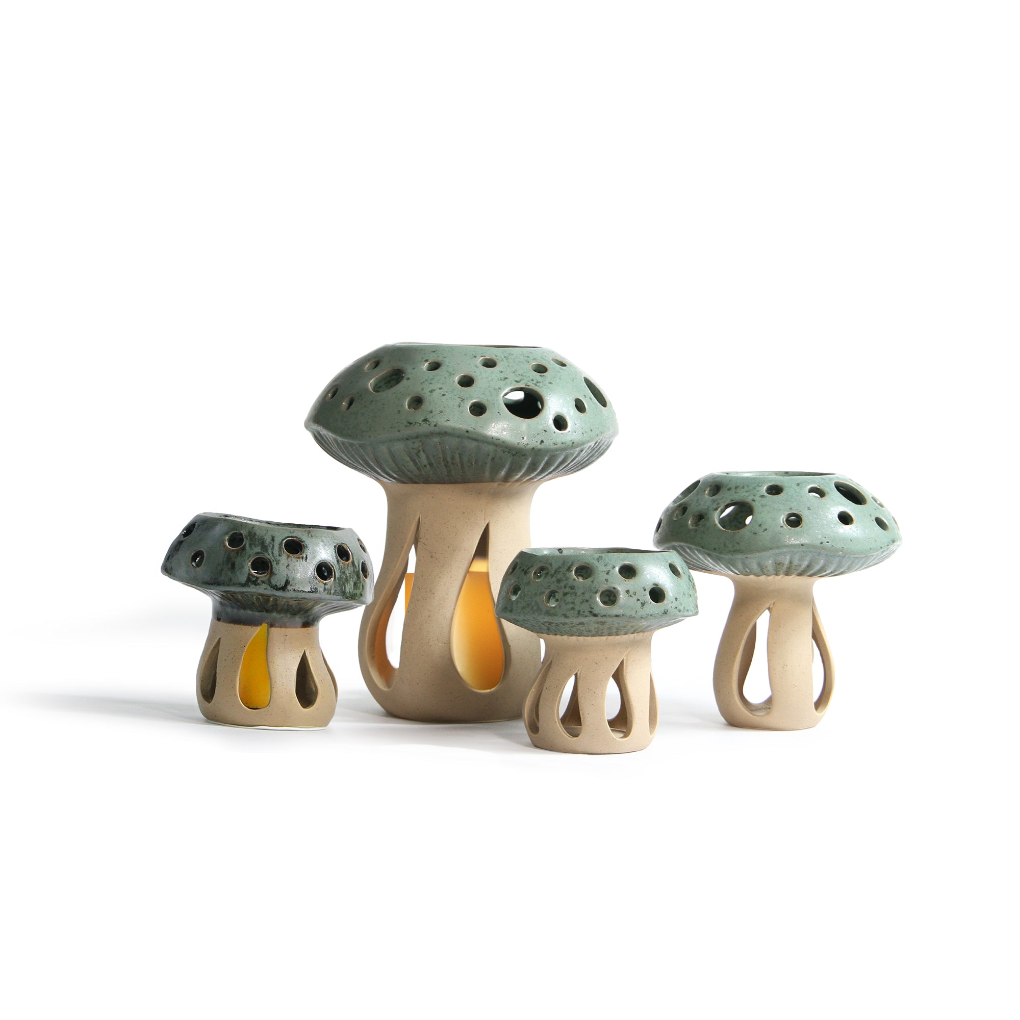 Galore Home Fairylume portacandela ceramica verde fungo small