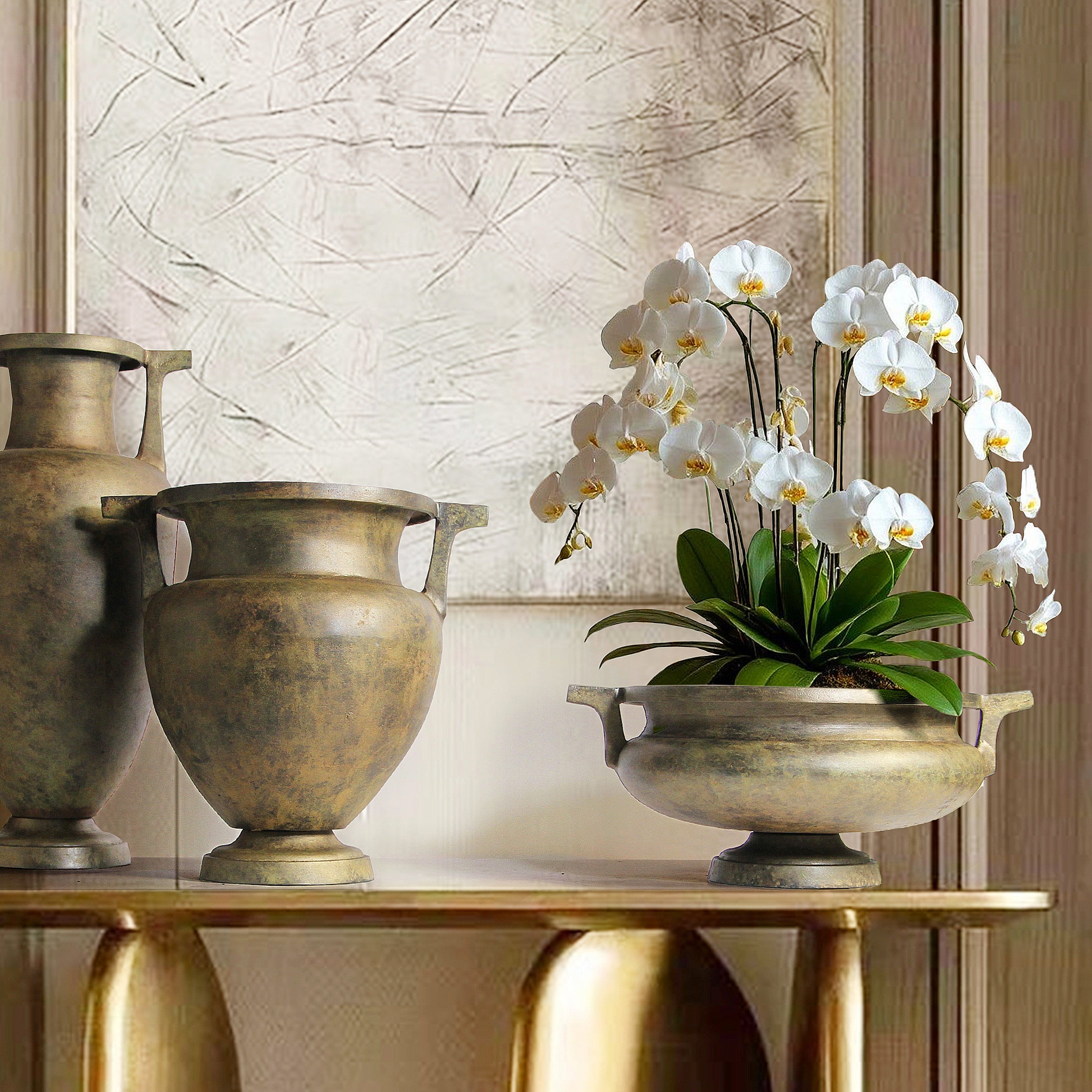 Galore Home Arcadia urna alluminio oro patinato