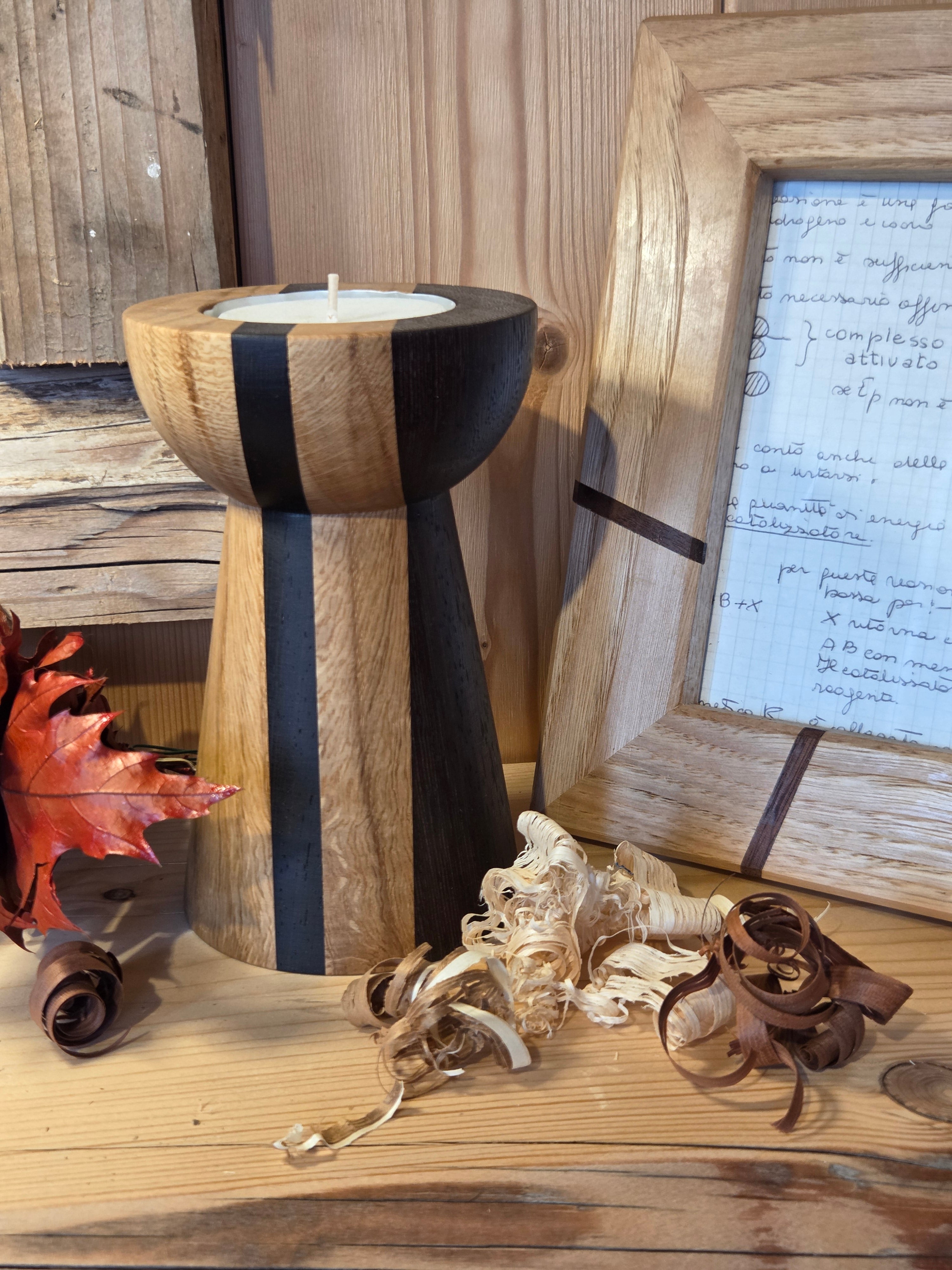 Il nido del picchio Essenze di luce portacandela rovere wenge 18cm