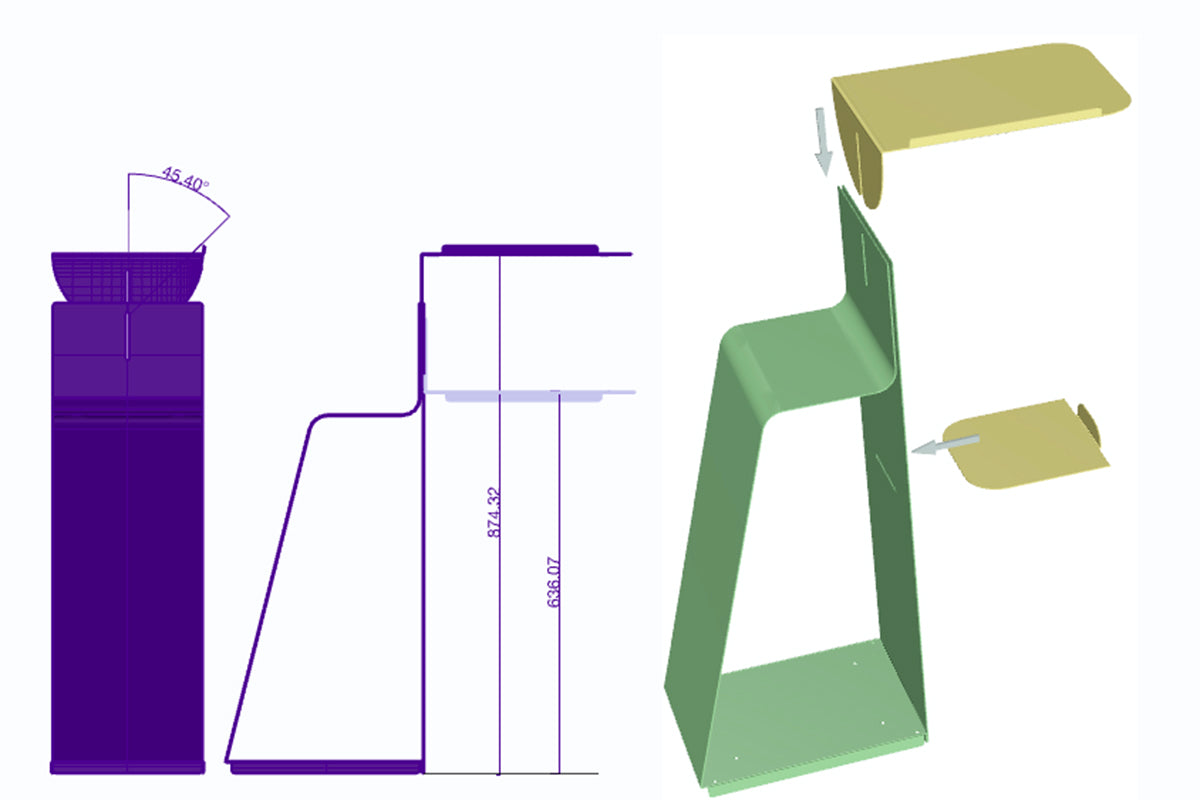Cyrcus Design Servoletto comodino beige verde acciaio
