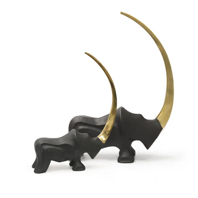 Galore Home Crescent Rhino Scultura Alluminio Large