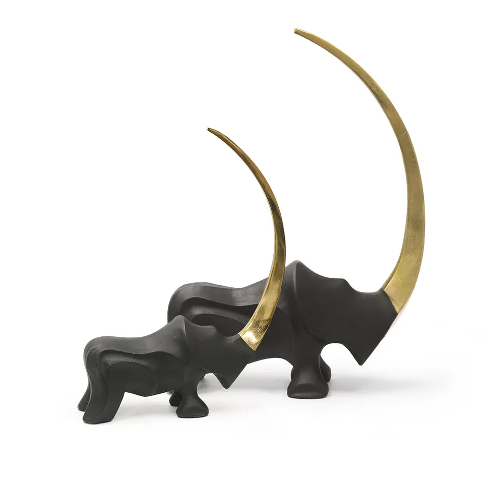 Galore Home Crescent Rhino Scultura Alluminio Large