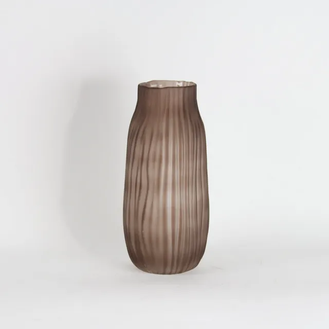 Galore Home Grain Striped vaso vetro Tall marrone opaco