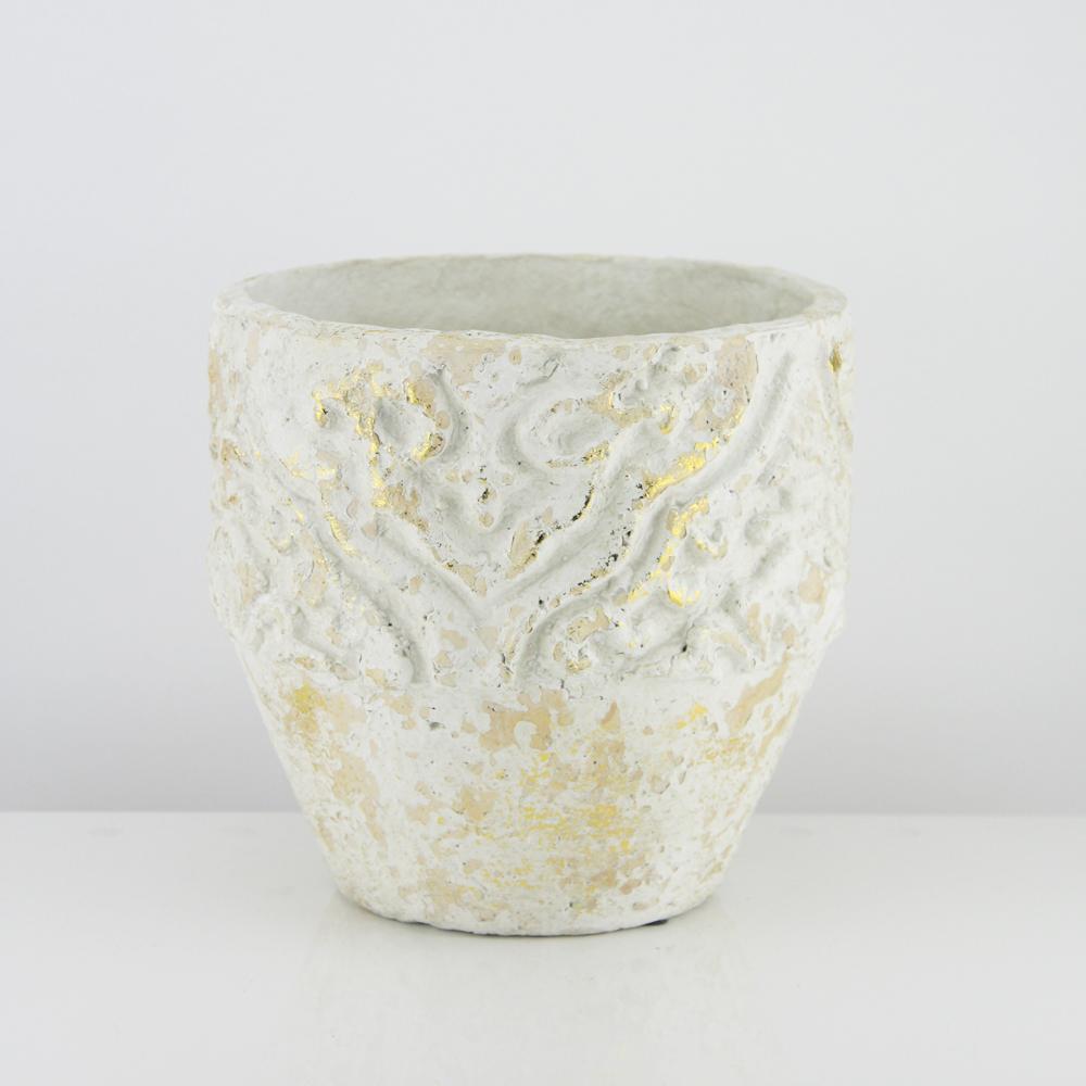 Galore Home Distressed portavaso ceramica bianco oro piccola