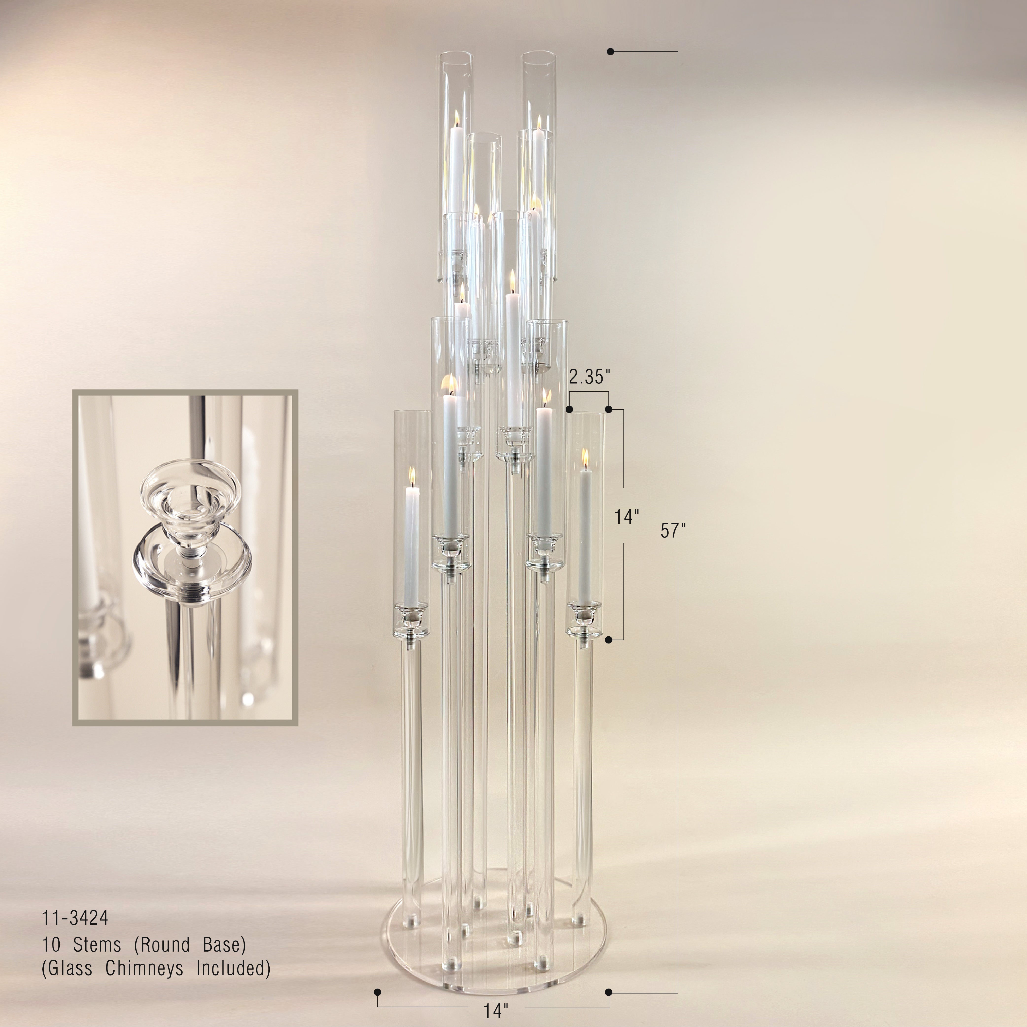 Galore Home Diamond Glow candelabro acrilico 10 fiamme