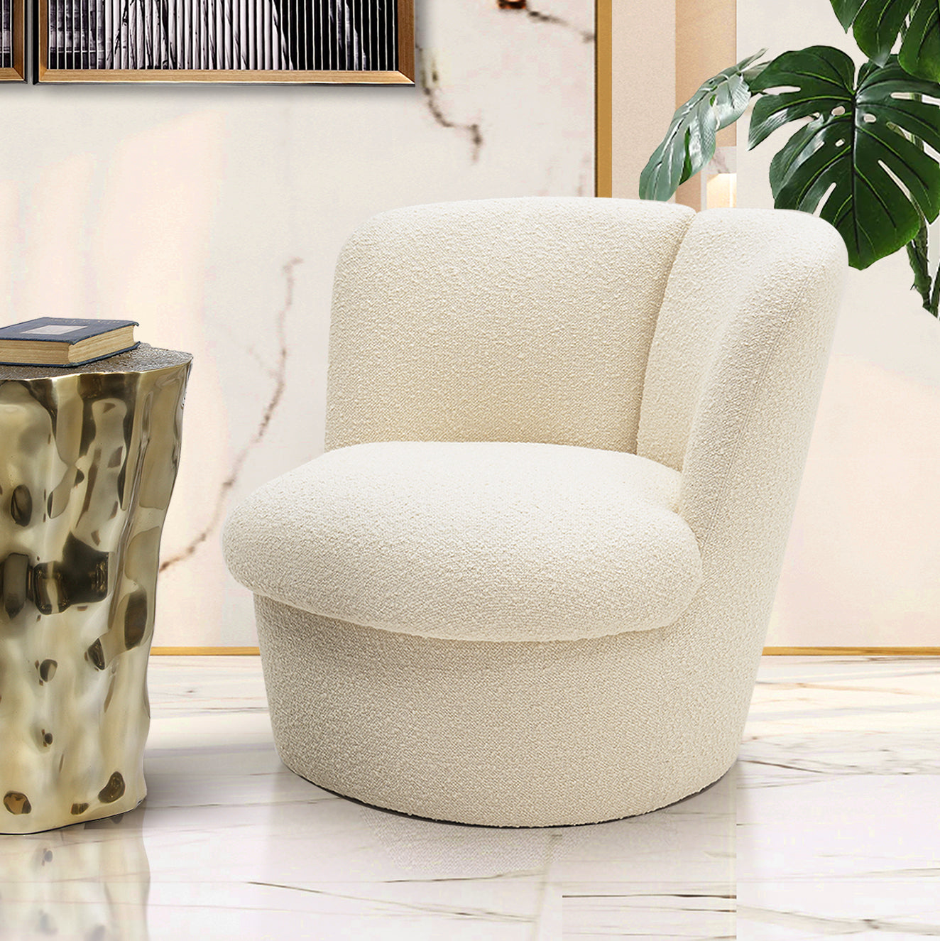 Galore Home Bliss poltrona bouclé grigia imbottita