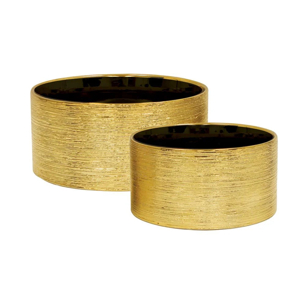 Galore Home Etched Metallic Gold vaso ceramica oro