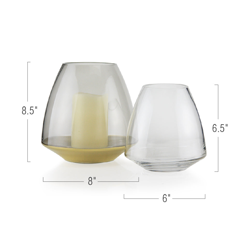Galore Home Chelidonian Vaso Vetro Grigio Oro Small