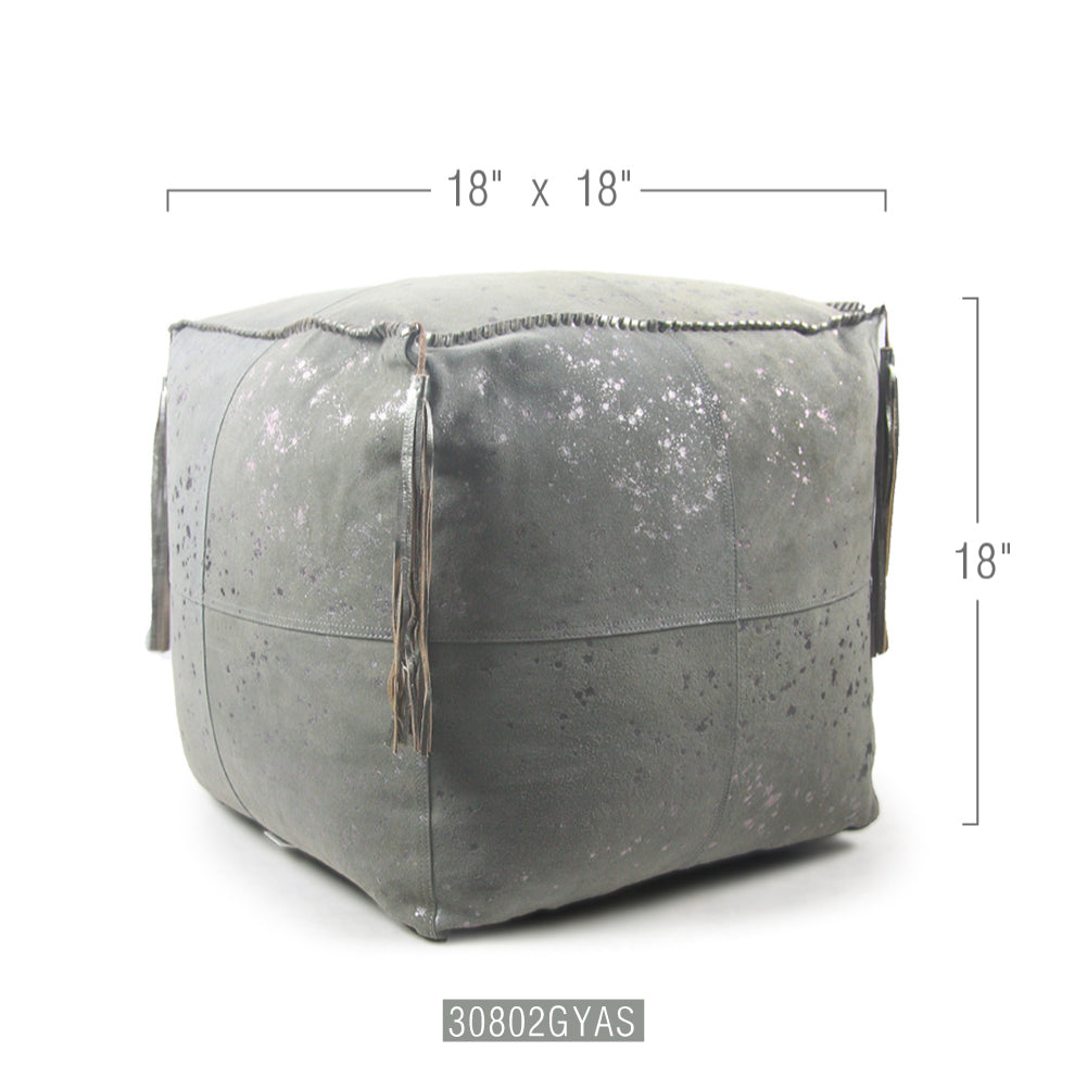 Galore Home Metallic Dappled pouf pelle 46 cm grigio