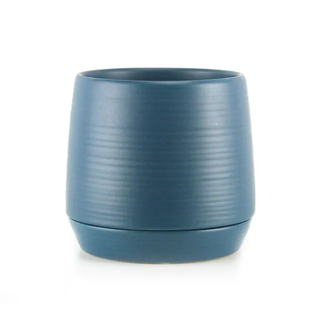 Galore Home Ripple vaso ceramica blu con sottovaso