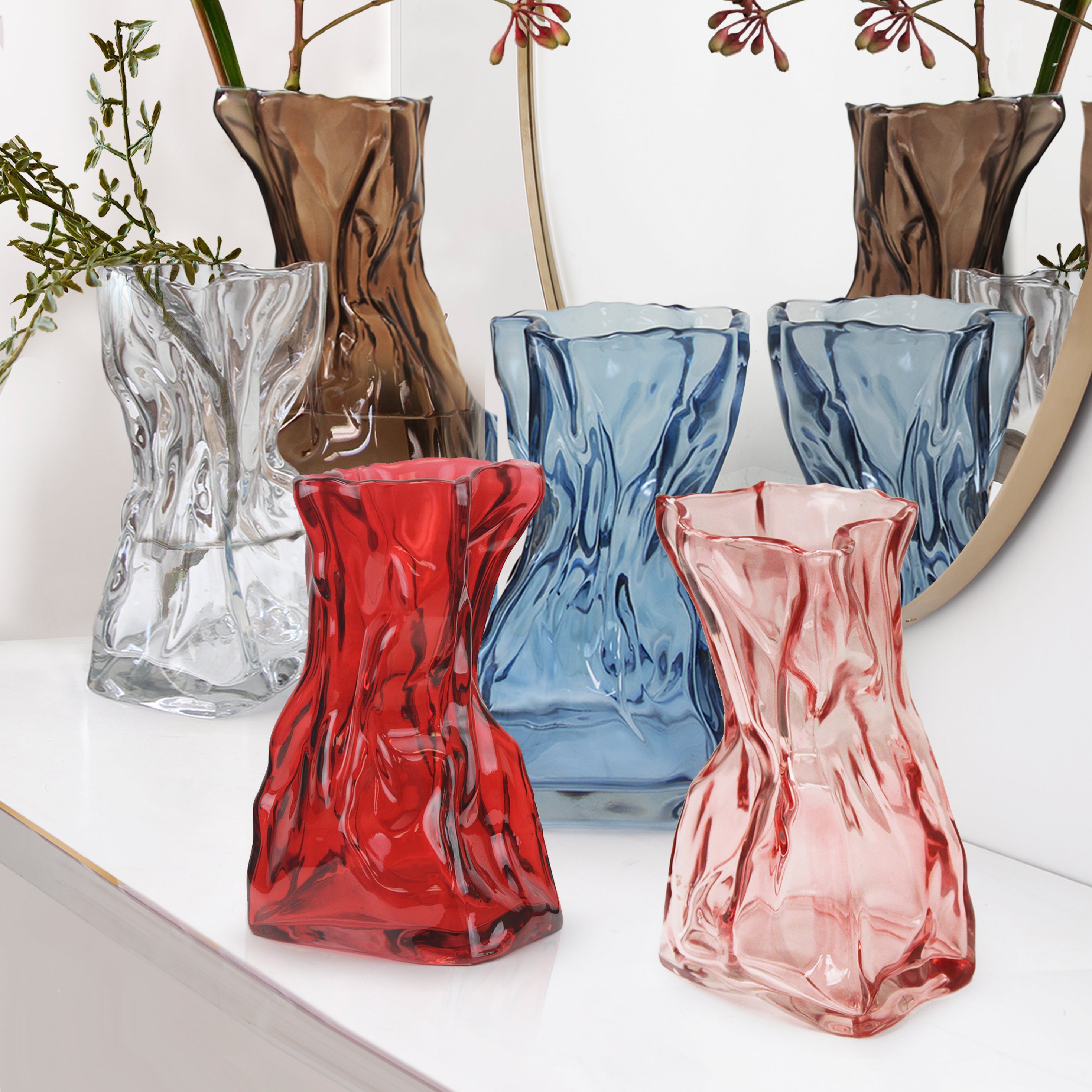 Galore Home Contemporary vaso in vetro trasparente 22 cm