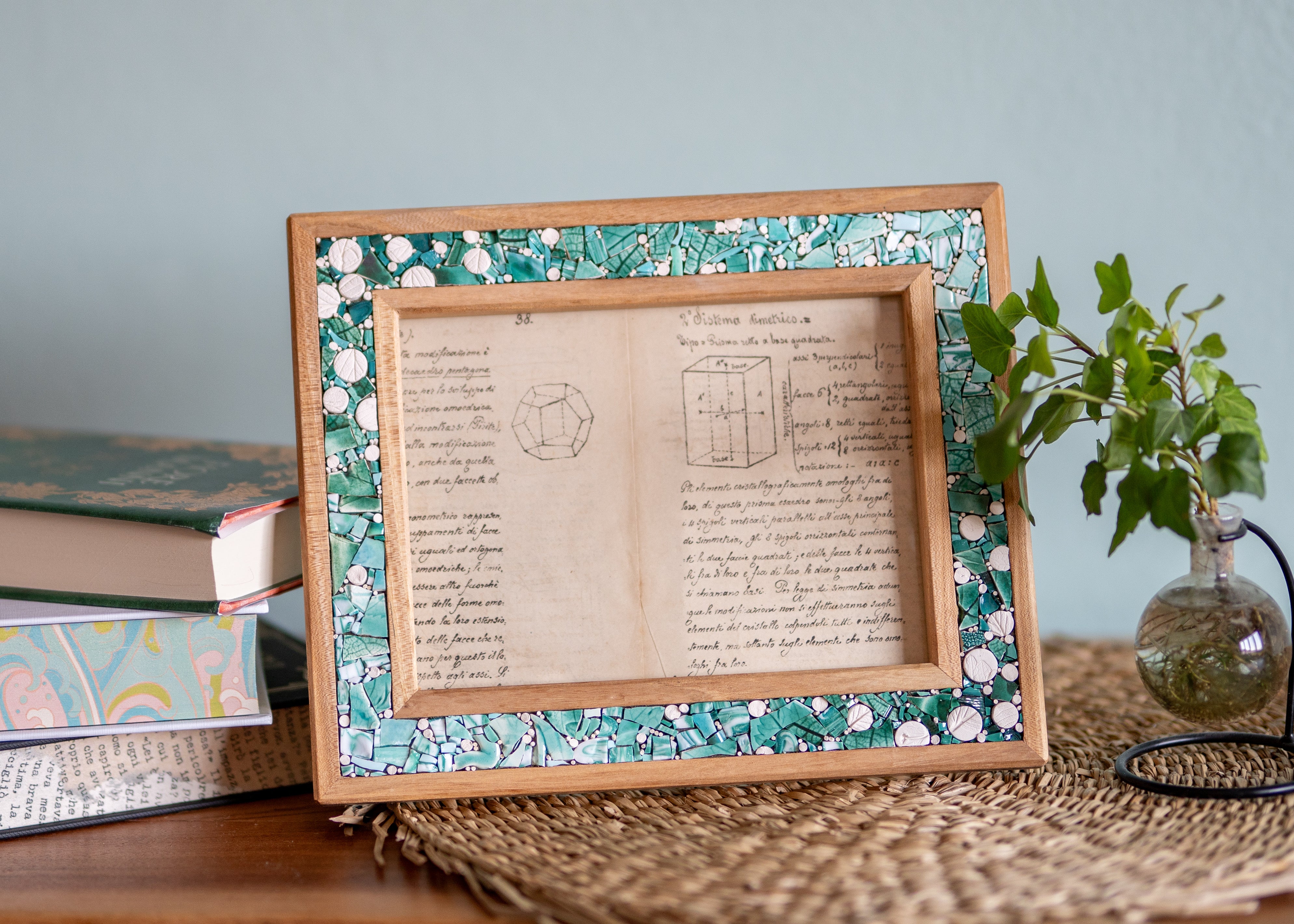 Il nido del picchio cornice portafoto legno mosaico verde 15x20