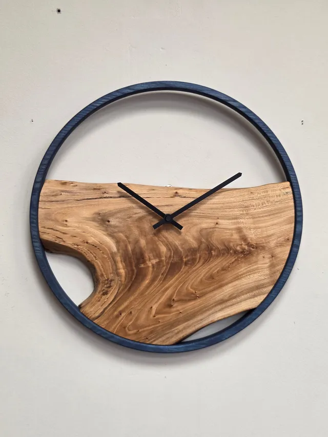 Il nido del picchio orologio da parete legno 42 cm blu