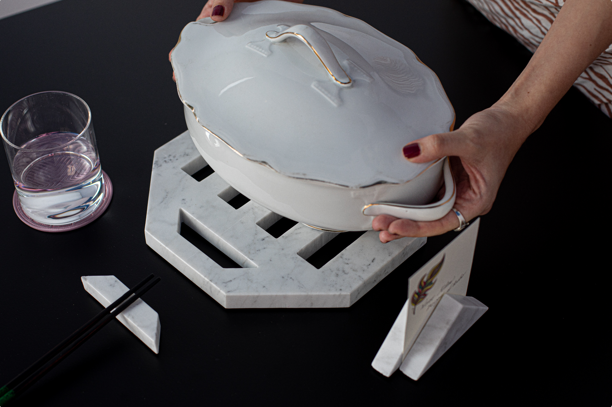 Cyrcus Design Tabula servizio da tavola marmo di Carrara
