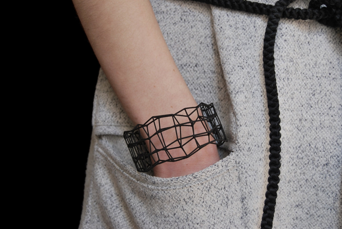 Cyrcus Design Synapses bracciale nylon nero stampa 3D