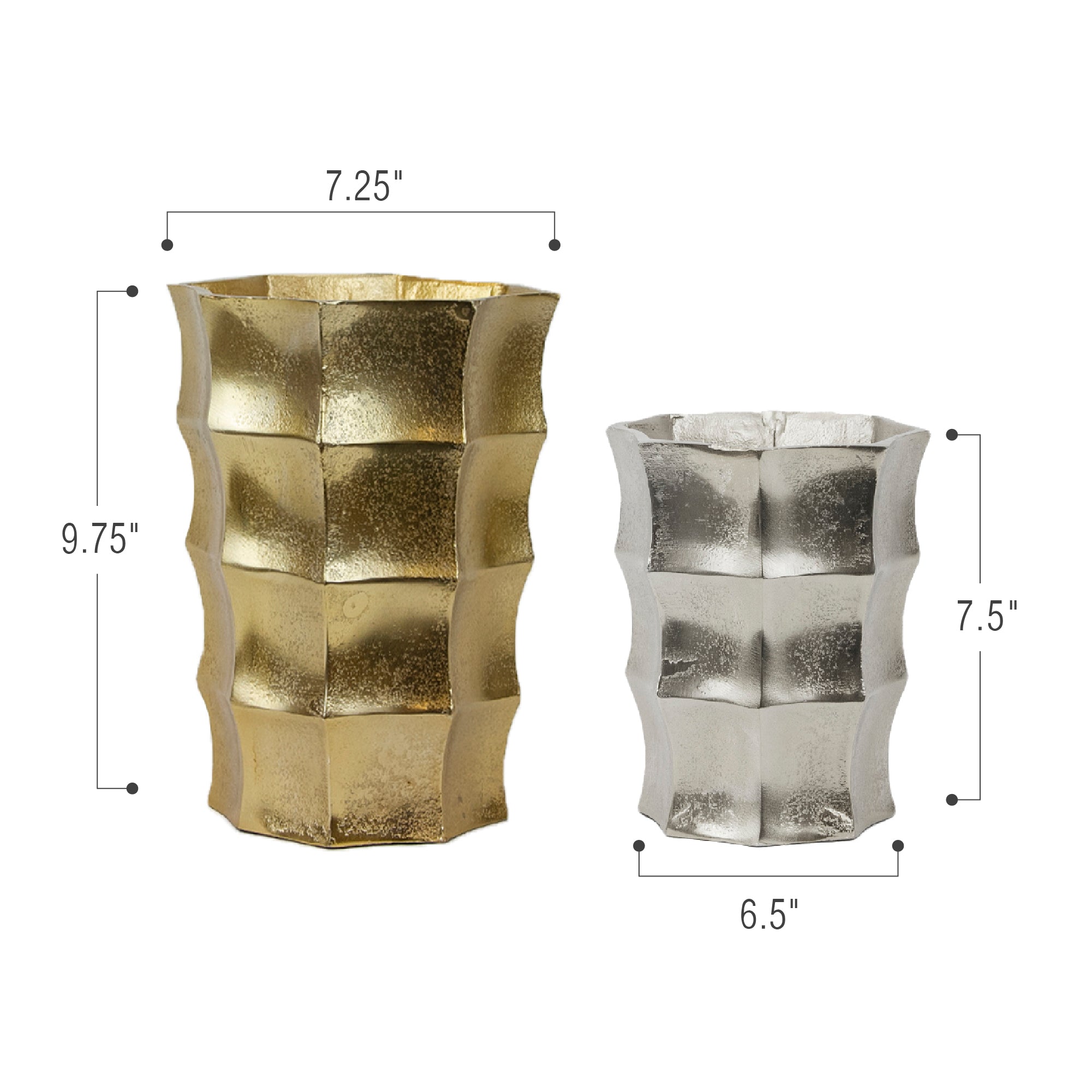 Galore Home Tower vaso metallo 19 cm argento piccolo