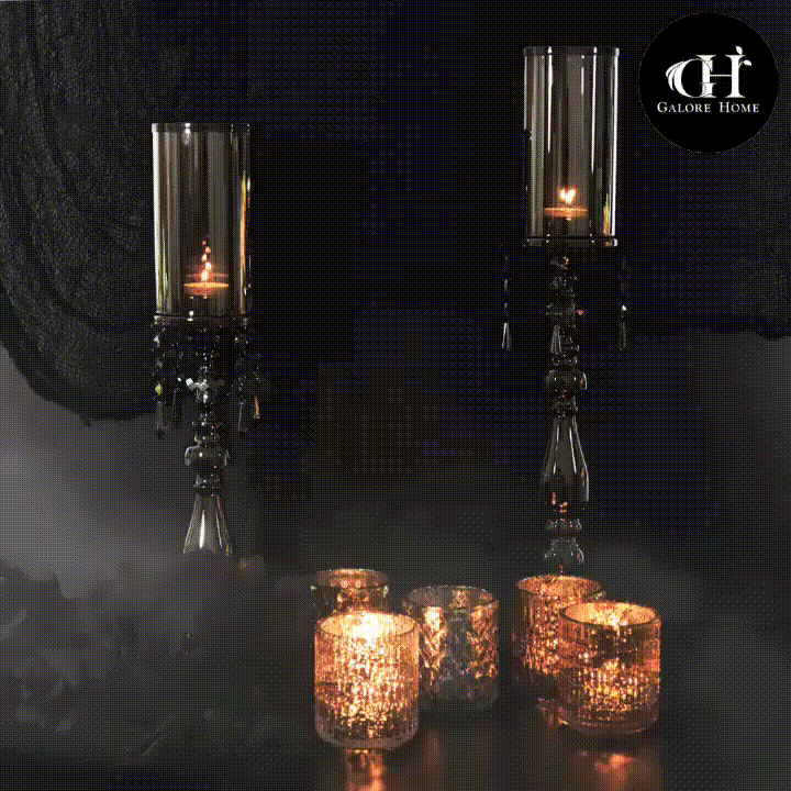 Galore Home Black Crystal portacandele grande nero