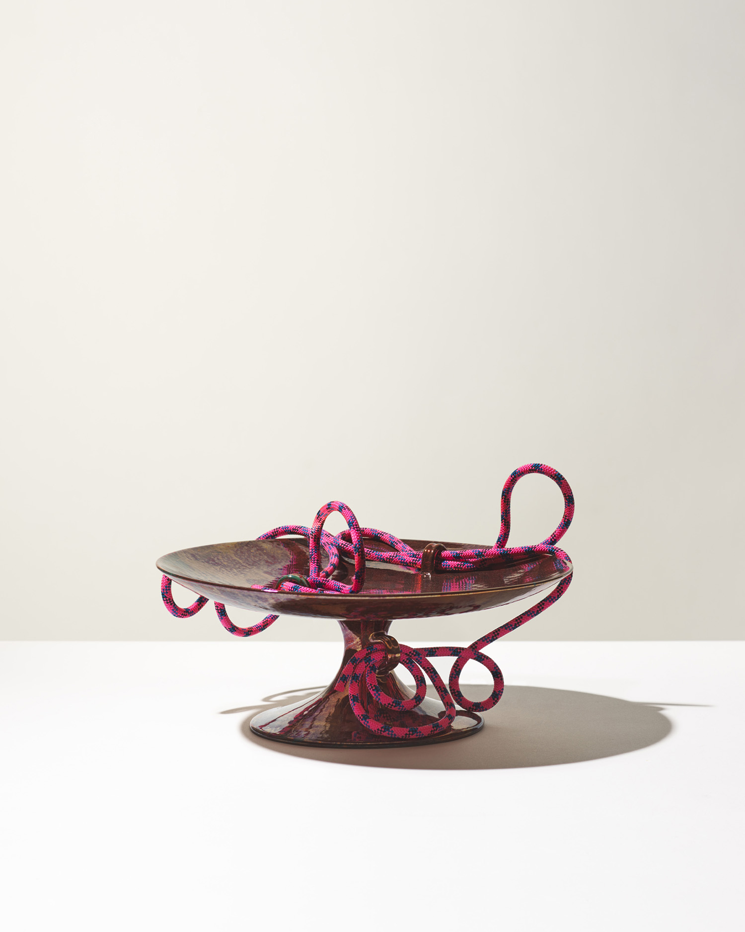 Ceramica Gatti 1928 AQ01 alzata rosa nero con corda 45 cm