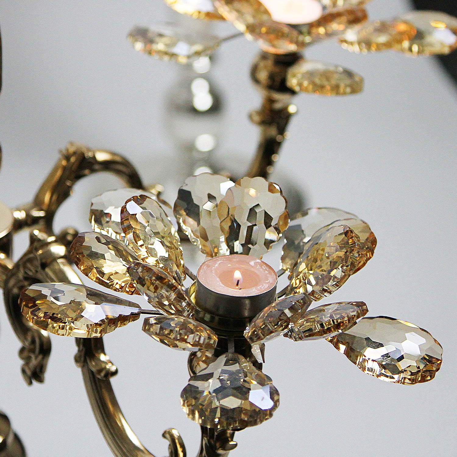 Galore Home Petal Candelabro Cristallo 5 Bracci Argento