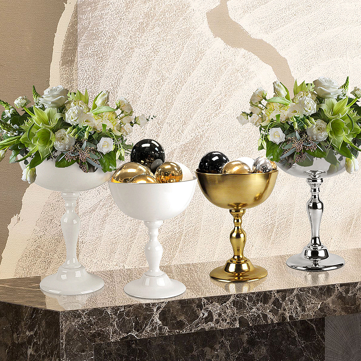 Galore Home Pedestal Bowl coppa oro large in alluminio