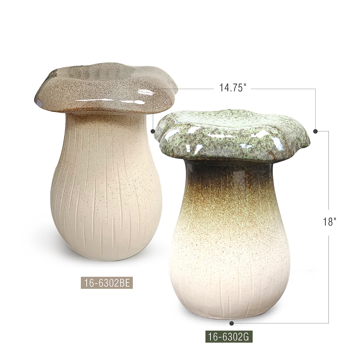 Galore Home Mushroom sgabello ceramica Beige 45 cm