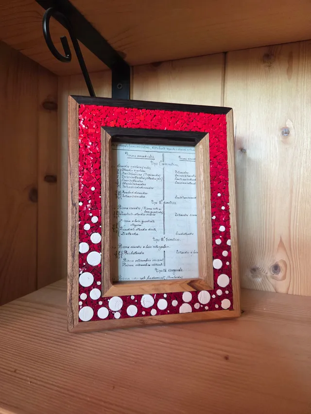 Il Nido del Picchio Mosaico Rosso 10x15 cornice legno