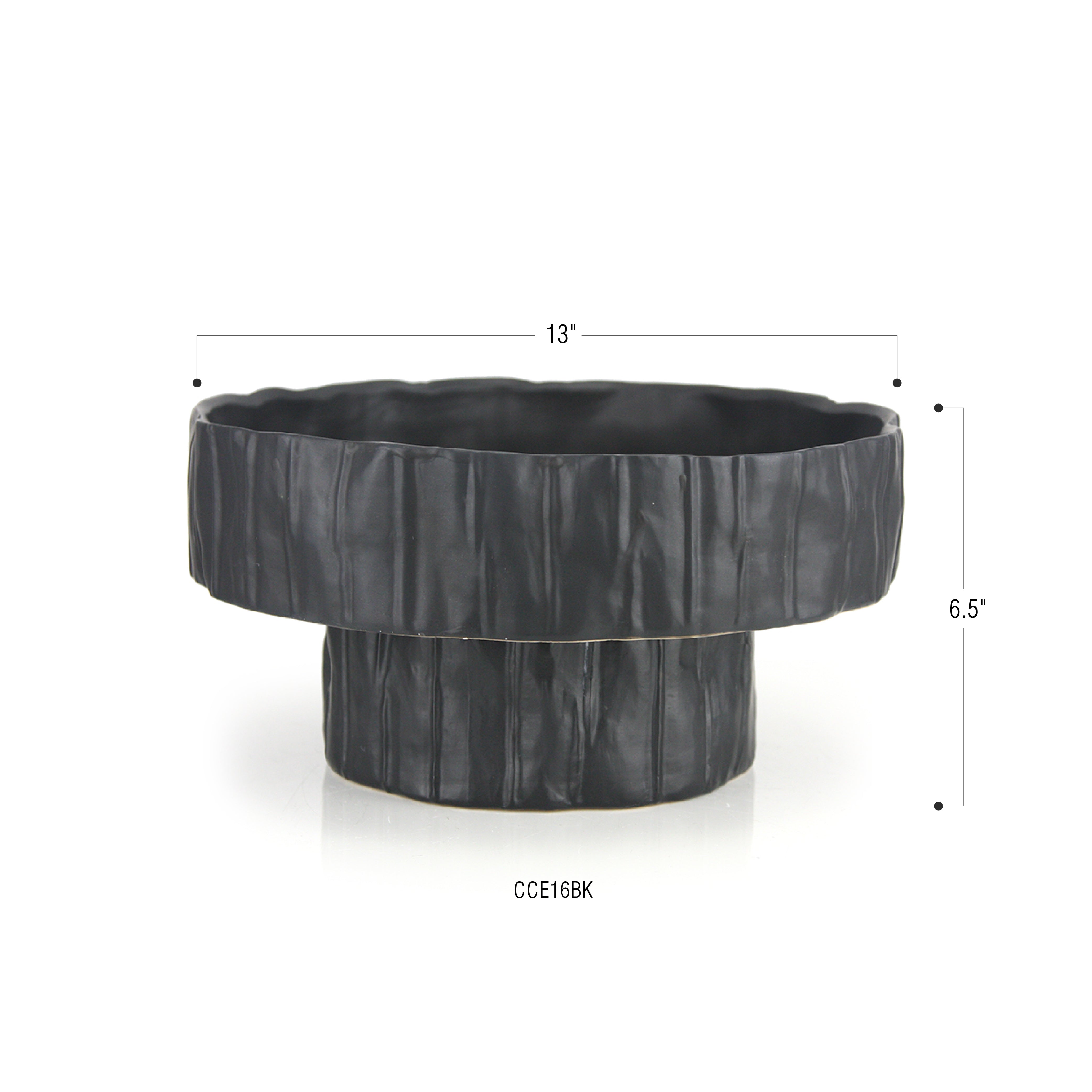 Galore Home Capricorn vaso basso nero piante
