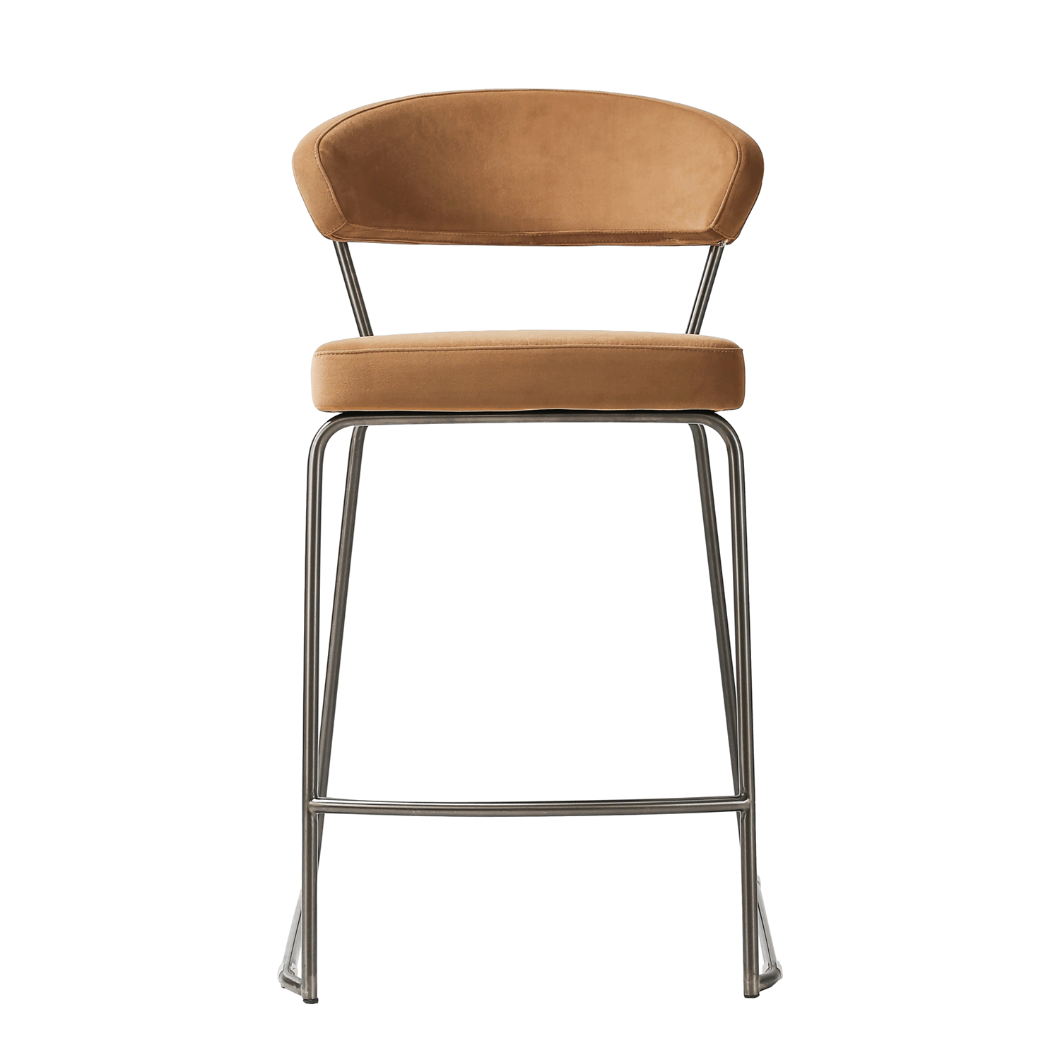 Galore Home Luna Sgabello da Bancone Beige Velluto Set 2 Pezzi