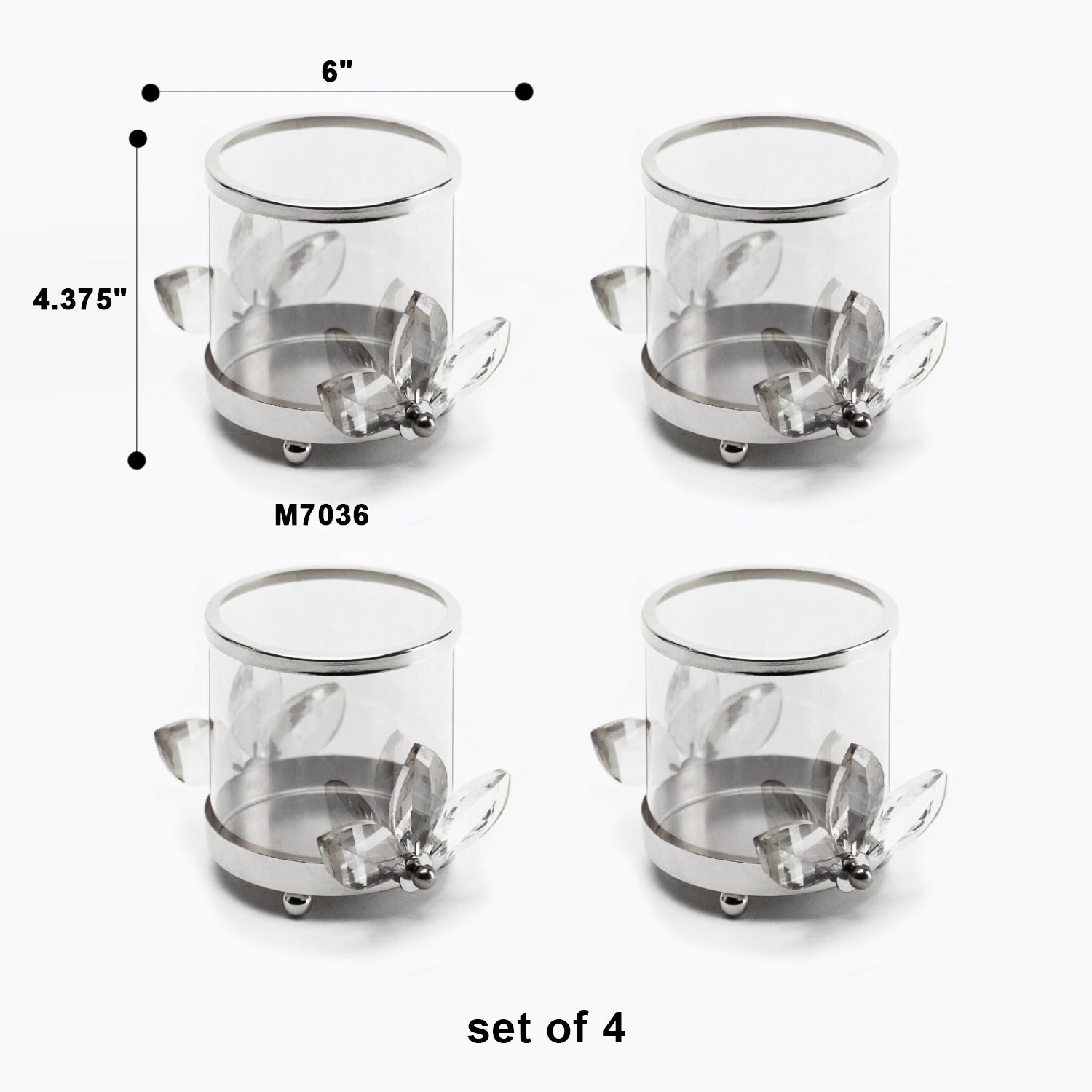 Galore Home Crystal Votive Portacandele Argento M7036 4pz