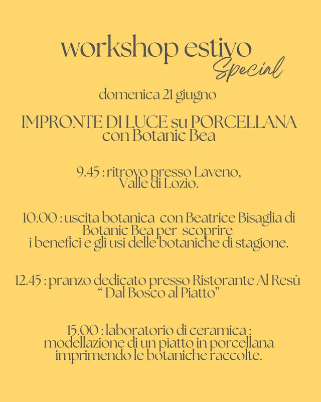 Atelier Alida Ceramiche Impronte di Luce workshop 21 giugno