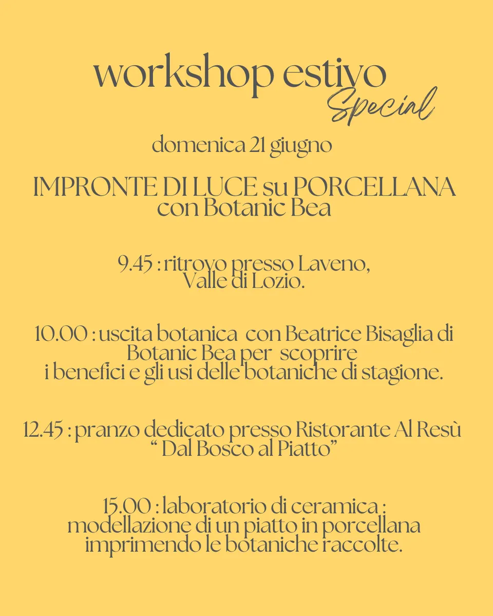 Atelier Alida Ceramiche Impronte di Luce workshop 21 giugno