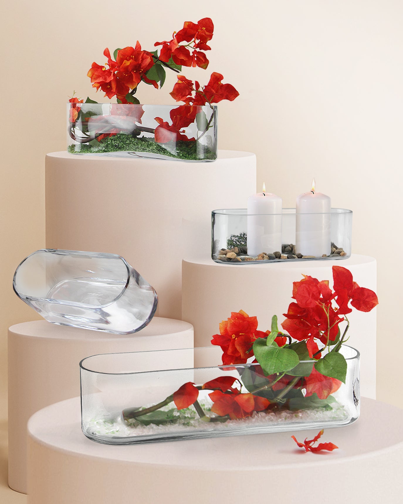 Galore Home vaso ovale vetro centro tavola piccolo