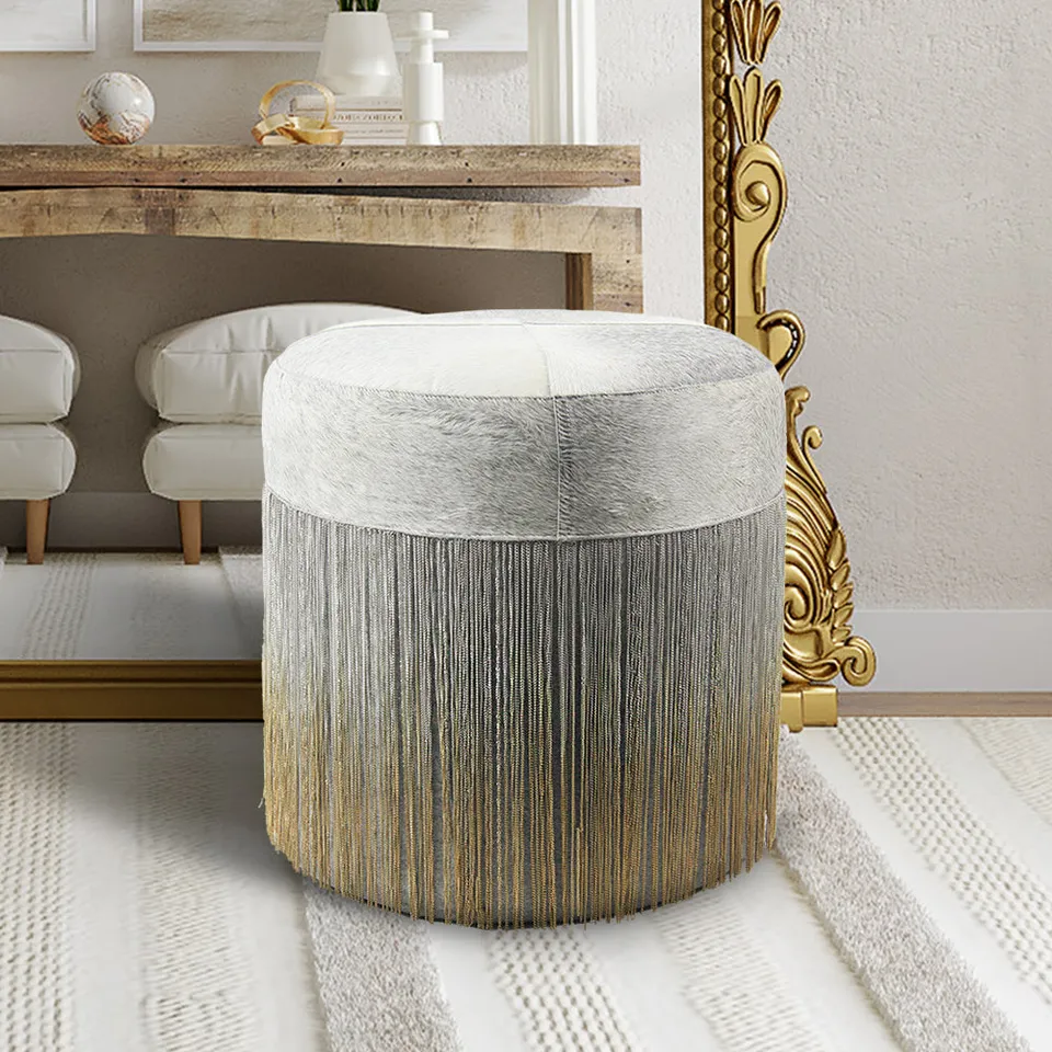 Galore Home Gatsby pouf pelle con catene