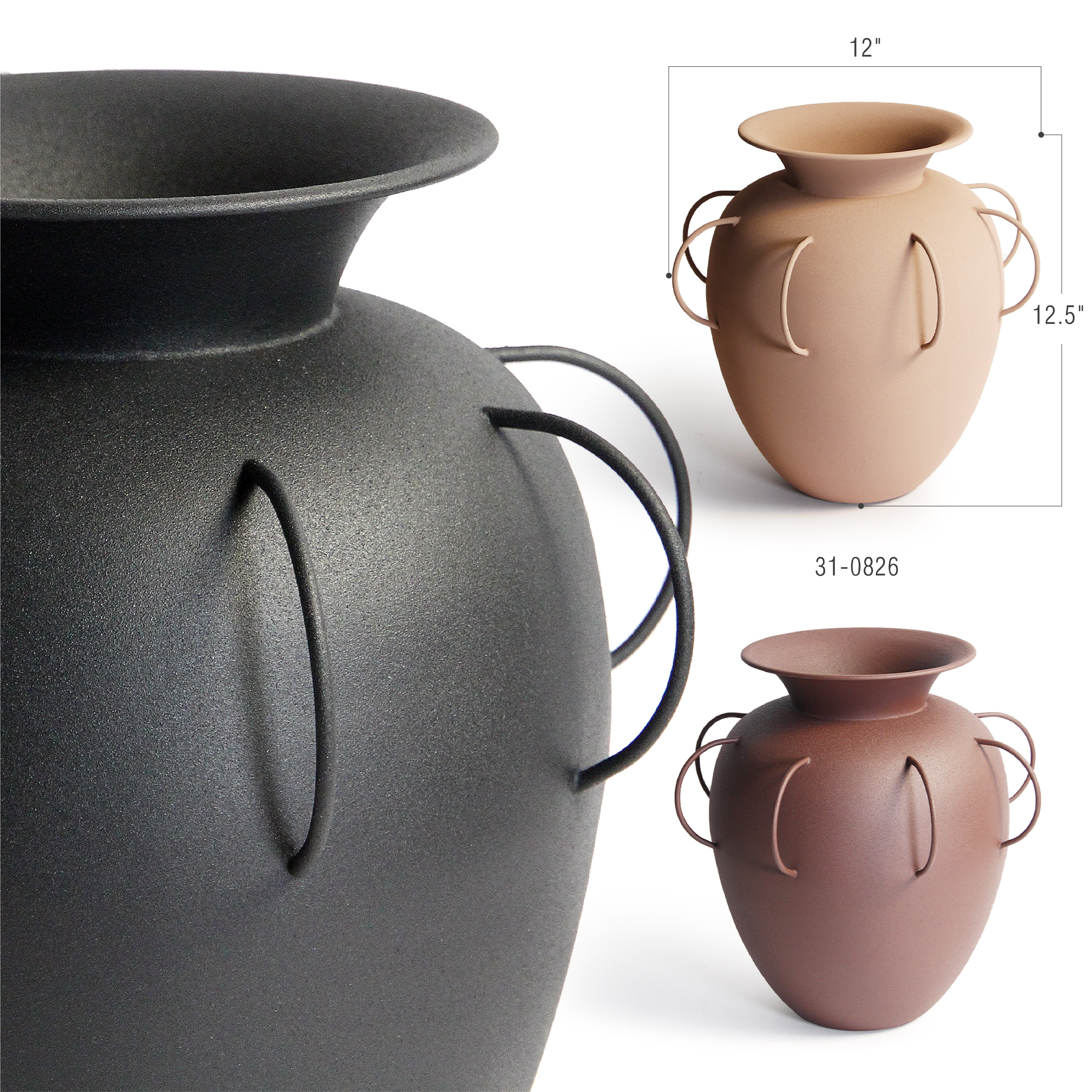 Galore Home Aurea Jar vaso in metallo nero opaco