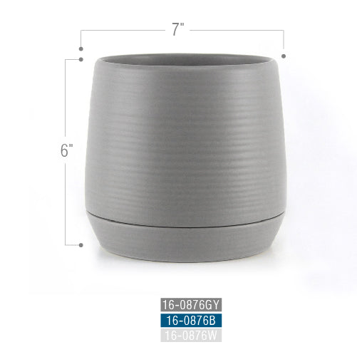 Galore Home Ripple vaso ceramica blu con sottovaso