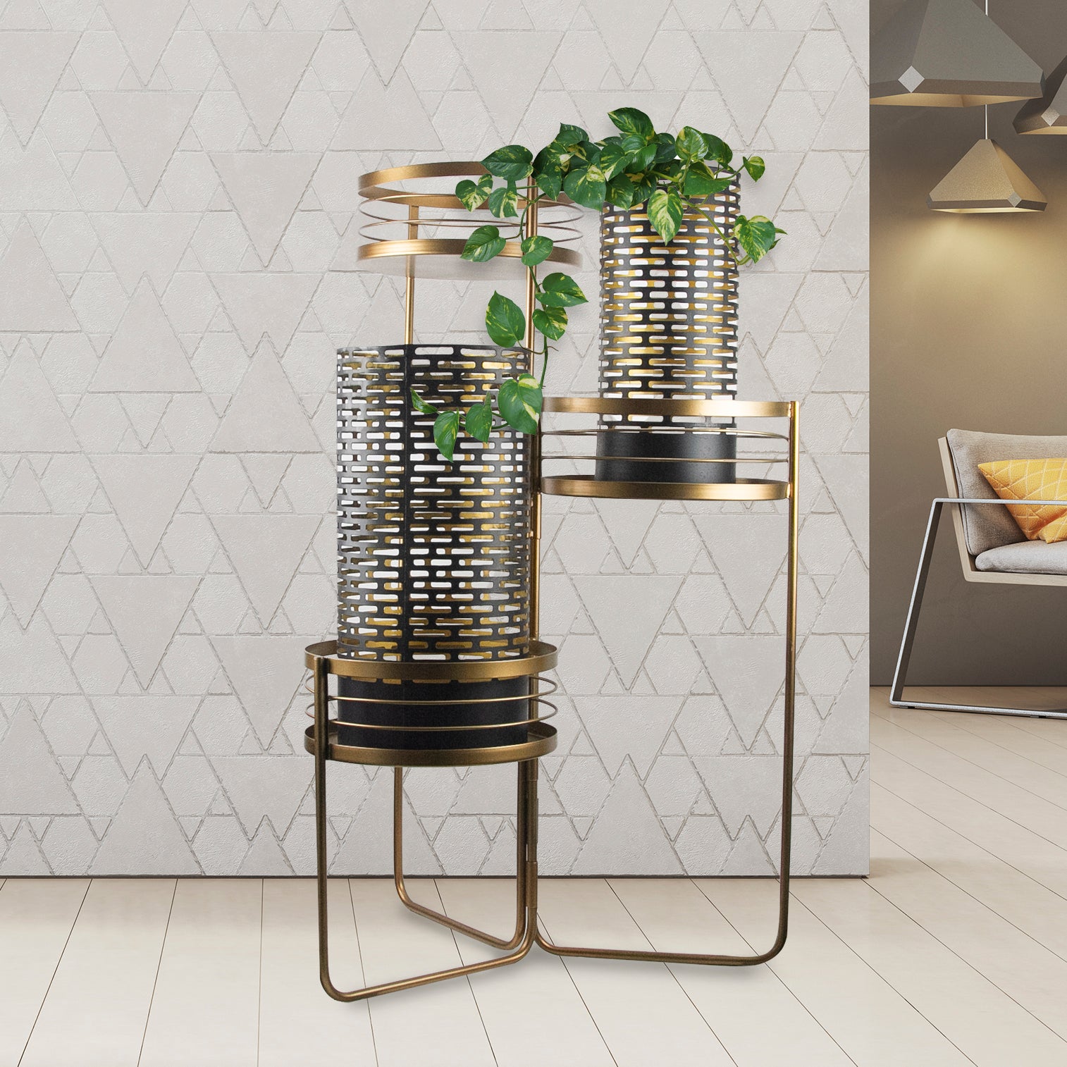 Galore Home Caged Iron portapiante ferro nero 101 cm