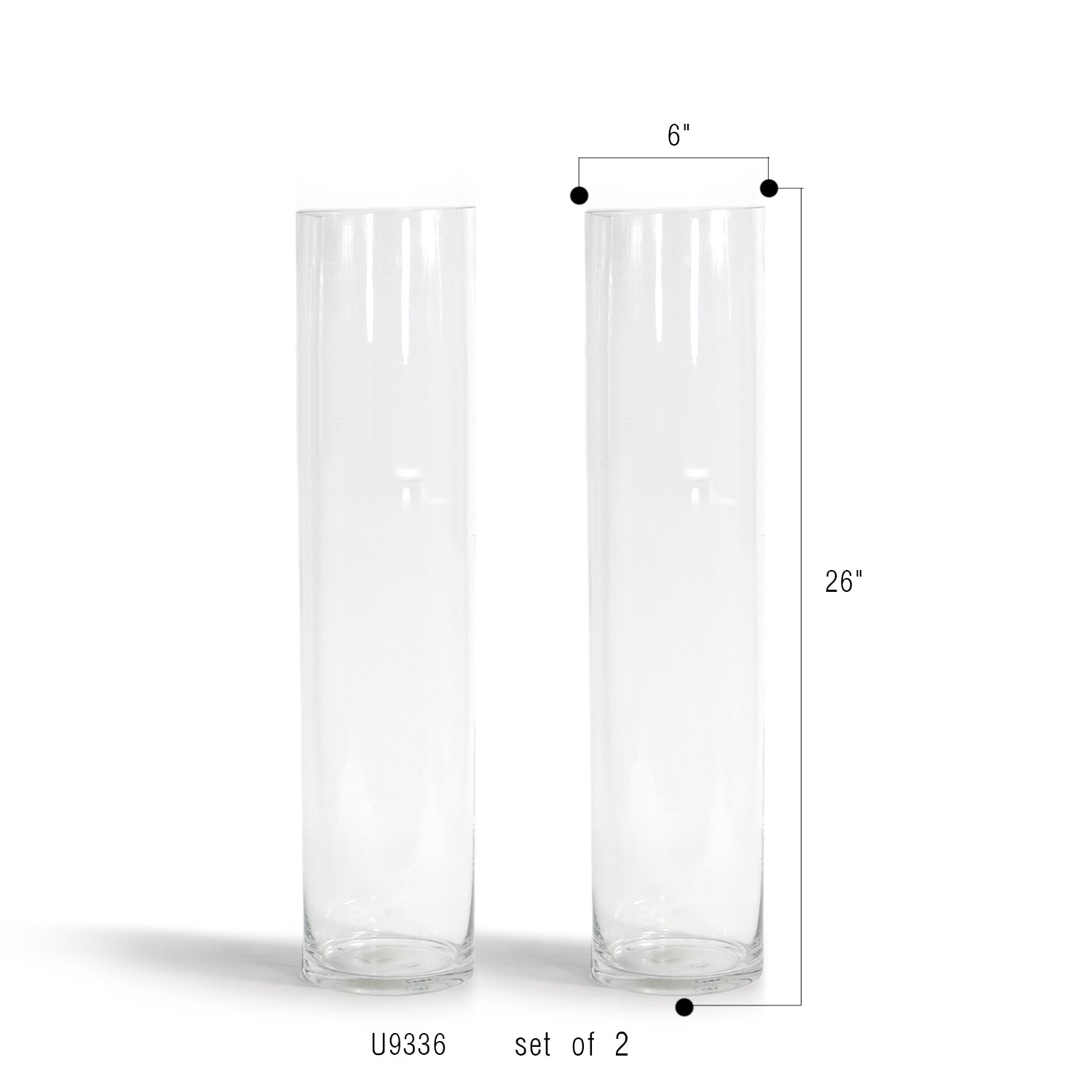 Galore Home vaso vetro cilindro trasparente set 2 pezzi 50cm
