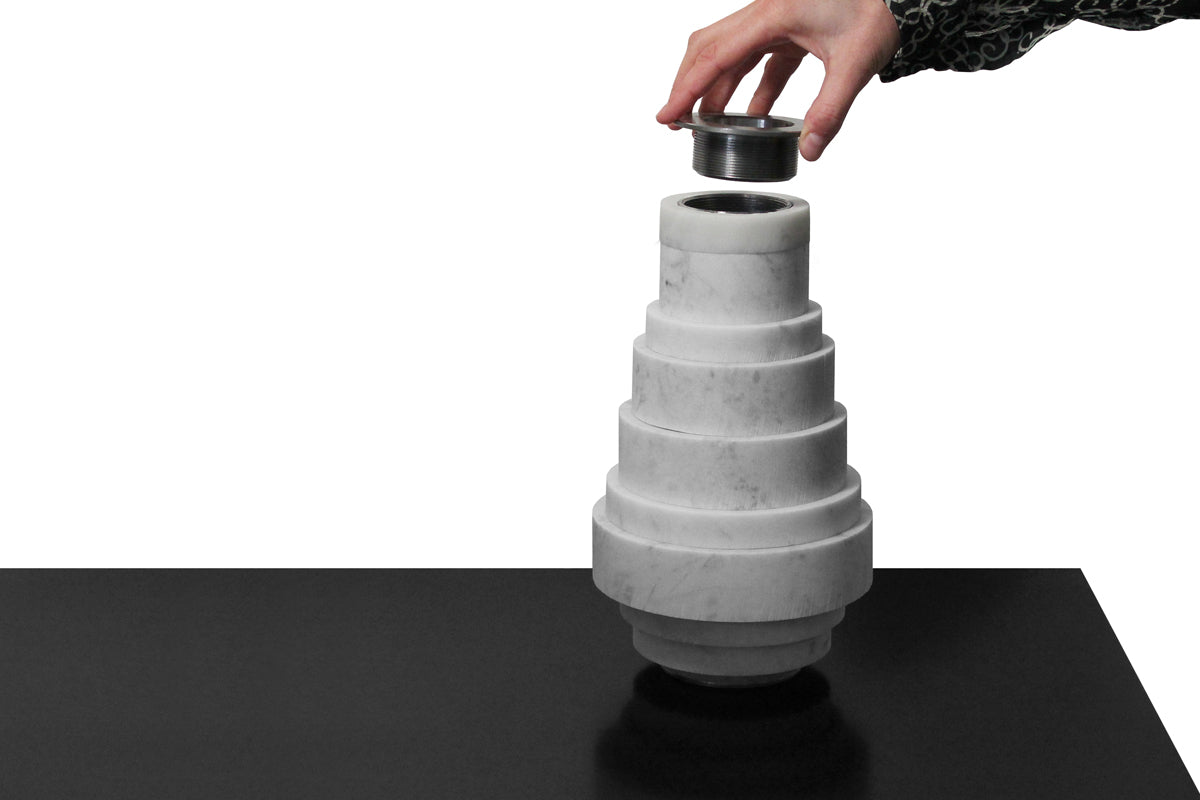 Cyrcus Design Anoi vaso anelli marmo Carrara componibile