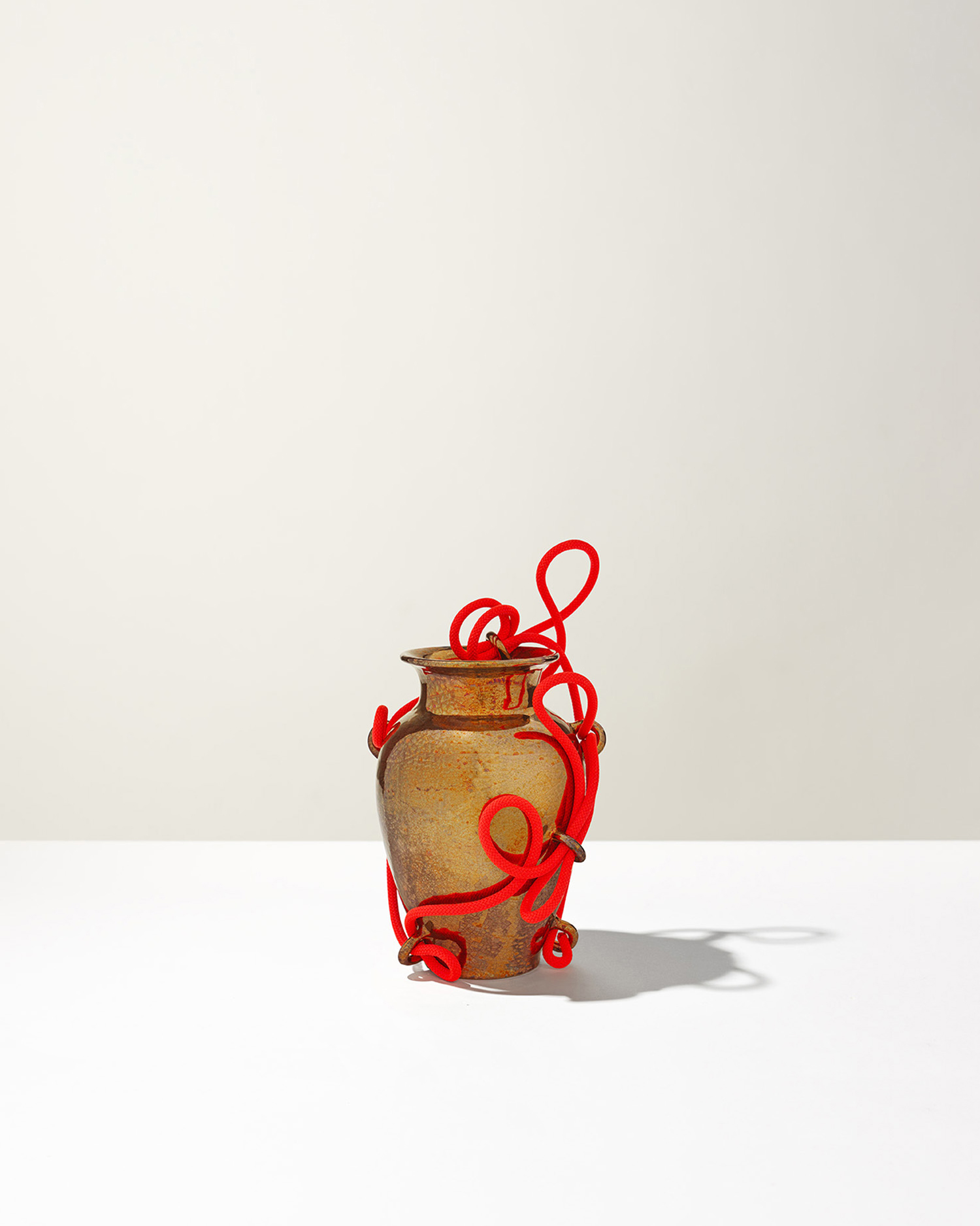 Ceramica Gatti 1928 Anastasio vaso riflesso corda AQ05 rosso