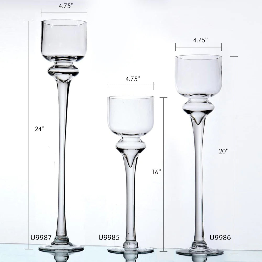 Galore Home U9987 portacandele alti vetro set 8 pezzi
